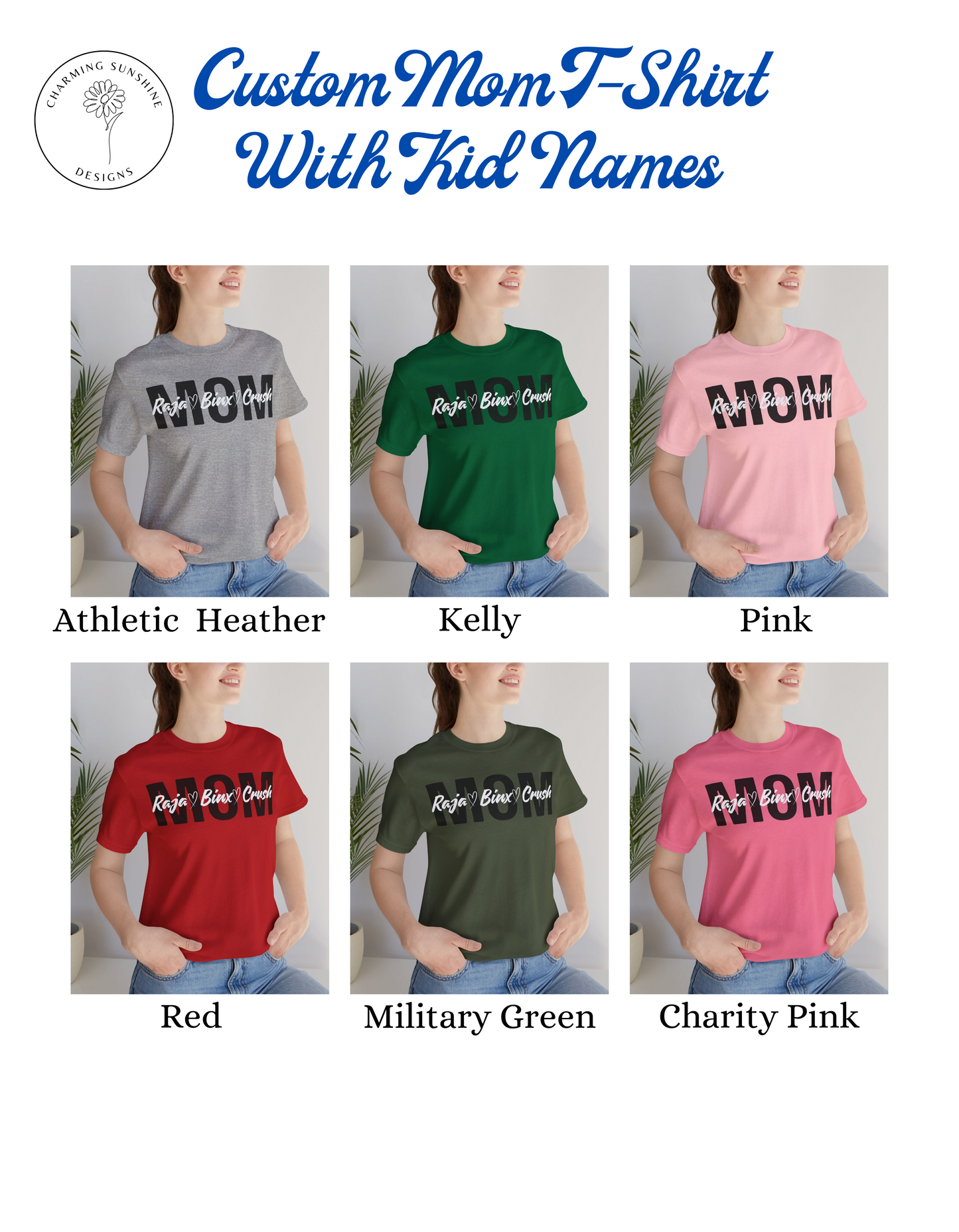 Mom T-Shirt With Personalized Kid Names
