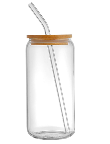 Vintage Aged to Perfection 16oz Glass Can with Straw and Bamboo Lid