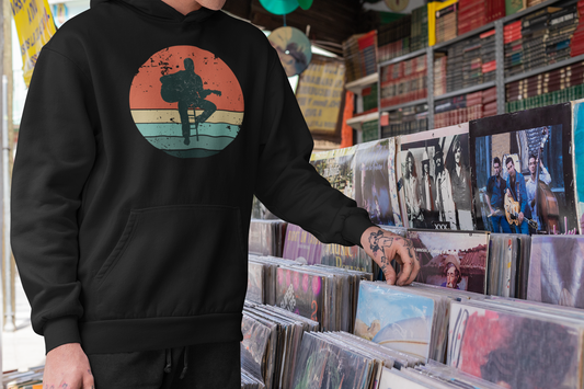 Retro Acoustic Guitar Men's Pullover Hoodie